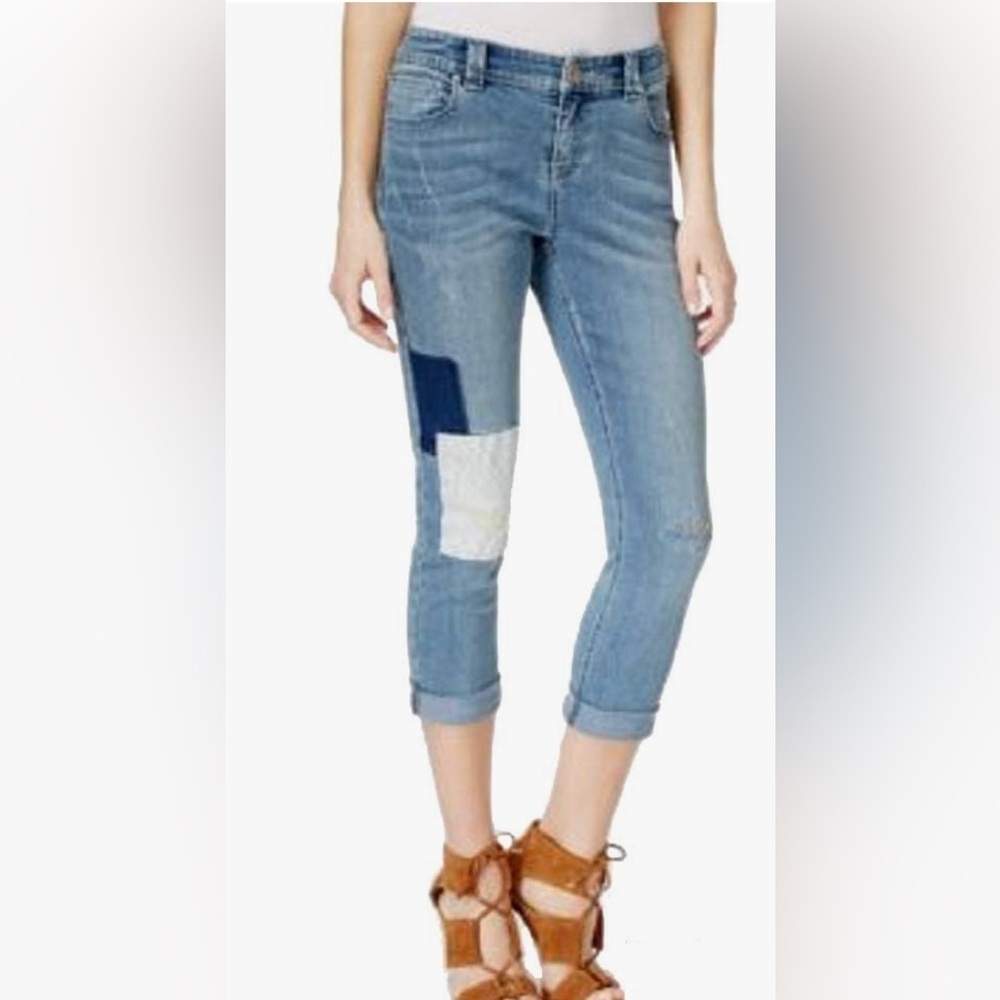 I.N.C. International Concepts Women's Cropped Patchwork Jeans